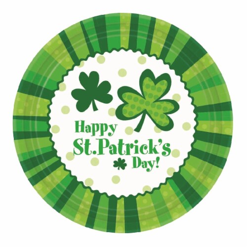 Ampro St Patrick's Day Cheer Round Plates - 8 pk Perspective: front