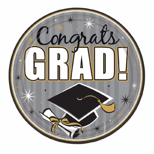 Amscan Congrats Grad 7-Inch Round Plates Perspective: front