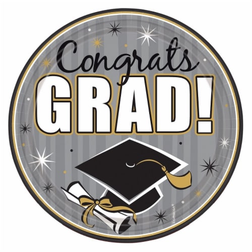 Amscan Congrats Grad 9-Inch Round Plates Perspective: front