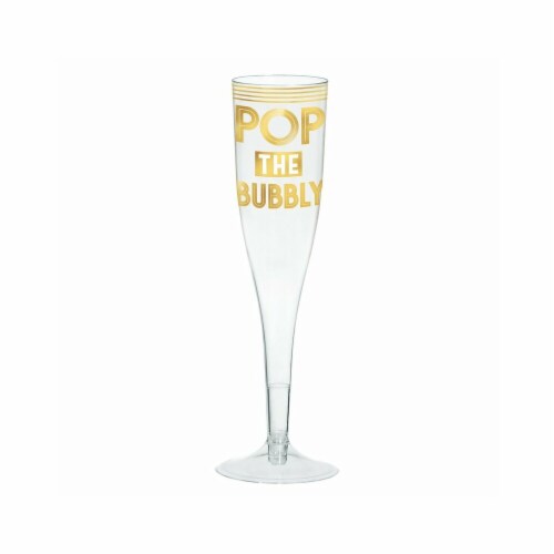 Amscan New Year 'Pop The Bubbly' Plastic Champagne Glasses - Pack of 16 Perspective: front
