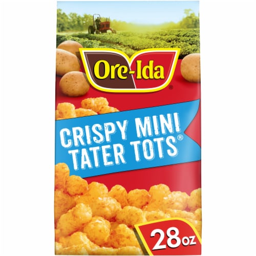 Ore-Ida Crispy Mini Tater Tots Seasoned Shredded Potatoes Perspective: front