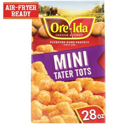 Ore-Ida Mini Tater Tots Seasoned Shredded Frozen Potatoes Perspective: front