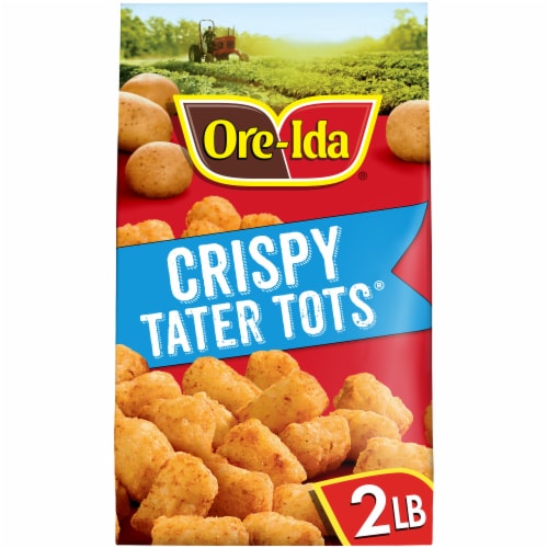 Ore-Ida Crispy Tater Tots Seasoned Shredded Frozen Potatoes Perspective: front