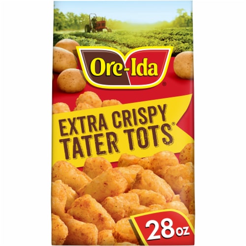Ore-Ida Extra Crispy Tater Tots Seasoned Shredded Frozen Potatoes Perspective: front