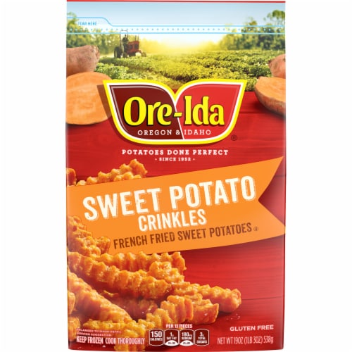 Ore-Ida Sweet Potato Crinkles French Fries Fried Frozen Sweet Potatoes, Bag Perspective: front