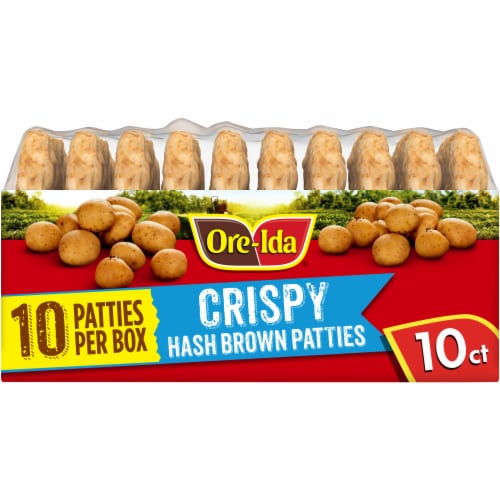 Ore-Ida Golden Hash Brown Patties Shredded Frozen Potatoes, 10 ct