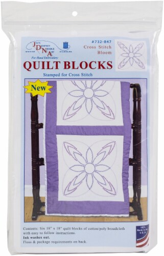 JACK DEMPSEY NEEDLE ART Quilt Blocks 18X18 W INTRL Star, Fabric, White, One Size