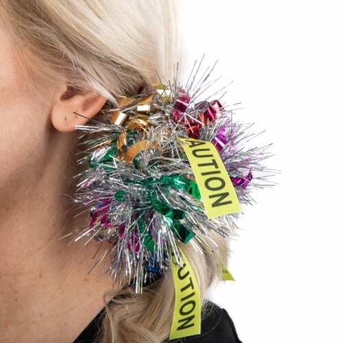 Birds of Prey  Birds of Prey Harley Quinn Caution Tinsel Cosplay Hair Tie Scrunchie Perspective: front