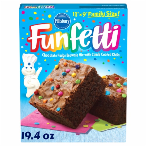 Pillsbury Funfetti Chocolate Fudge Brownie Mix with Candy Coated Chips Perspective: front