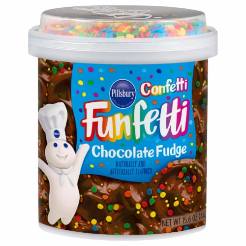 Pillsbury Funfetti® Confetti Chocolate Fudge Frosting Perspective: front