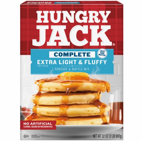 Hungry Jack Complete Extra Light and Fluffy Pancake Mix and Waffle Mix, 32 Oz Box