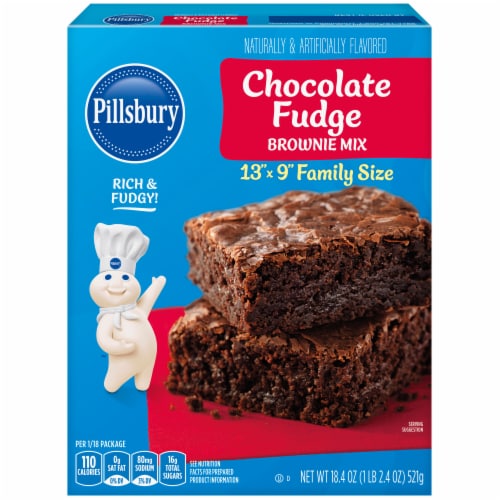 Pillsbury Chocolate Fudge Brownie Mix, 18.4 oz Box Perspective: front