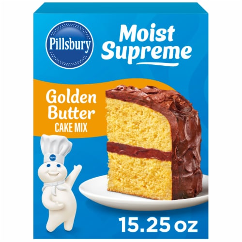 Pillsbury Moist Supreme Golden Butter Cake Mix, 15.25 oz Box Perspective: front
