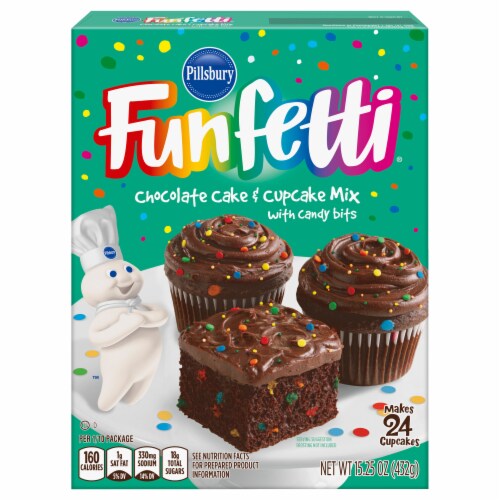 Pillsbury Funfetti® Chocolate Cake with Candy Bits Mix Perspective: front