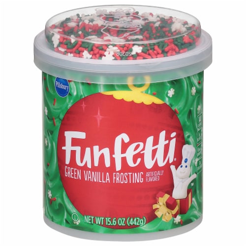 Pillsbury Funfetti® Holiday Green Vanilla Frosting Perspective: front