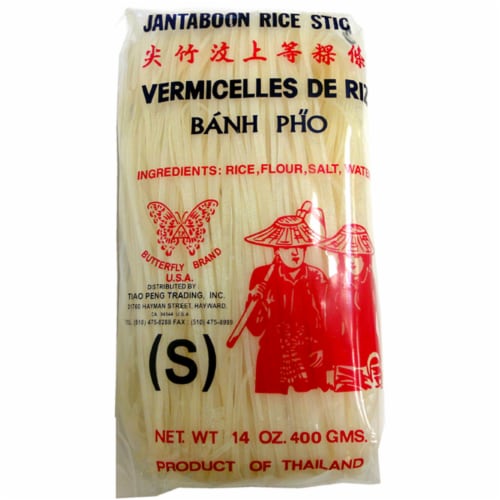 Butterfly Brand Jantaboon Rice Sticks Pad Thai Noodles Perspective: front