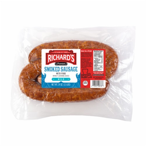 Richard's Cajun Foods 1.5# Hickory Smoked Pork Sausage Perspective: front