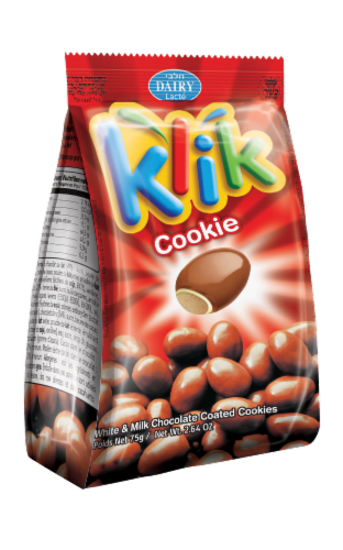 Klik White & Milk Chocolate Coated Cookies Perspective: front