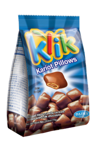 Klik Milk Chocolate Coated Kariot Pillows Perspective: front
