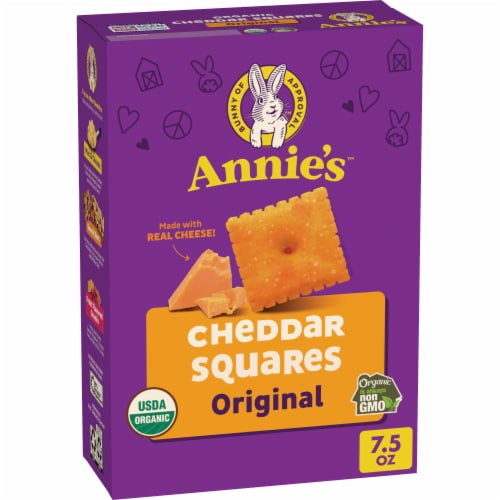 Annie's Organic Cheddar Squares Baked Cracker Snacks Perspective: front