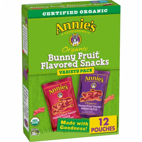 Annie's Organic Bunny Fruit Snacks Gluten Free Variety Pack Perspective: front