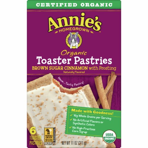 Annie's Organic Brown Sugar Cinnamon Toaster Pastries with Frosting 6 Count Perspective: front