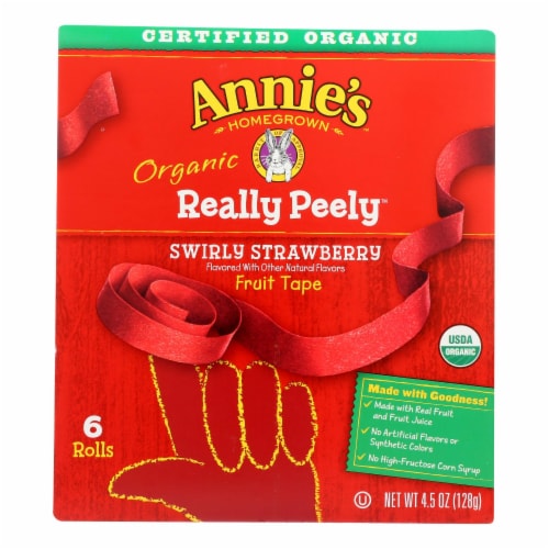Annie's Homegrown - Really Peely Fruit Tape - Swirly Strawberry - Case of 8 - 4.5 oz. Perspective: front
