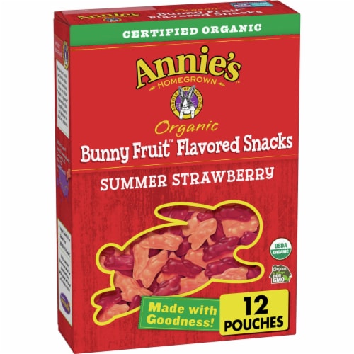 Annie's™ Organic Gluten Free Summer Strawberry Fruit Flavored Bunny Fruit™ Snacks Perspective: front
