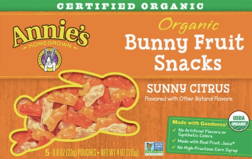 Annie's Organic Sunny Citrus Bunny Fruit Snacks Perspective: front