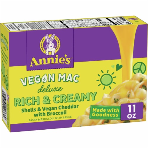 Annie’s Vegan Broccoli Cheddar Shells Deluxe Mac N Cheese Alternative Perspective: front