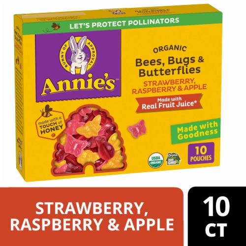 Annie’s Organic Bees Bugs and Butterflies Fruit Flavored Snacks Perspective: front