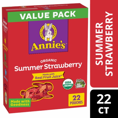 Annie's Organic Summer Strawberry Value Pack Fruit Flavored Snacks Perspective: front