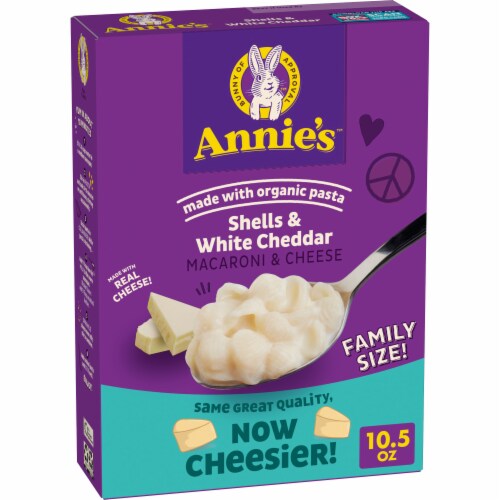 Annie's White Cheddar Shells Macaroni and Cheese Dinner with Organic Pasta Perspective: front