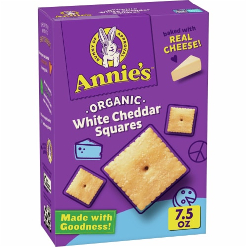Annie's™ Organic White Cheddar Squares Baked Snack Crackers Perspective: front