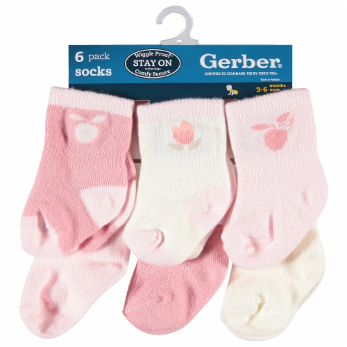 Gerber® Crew Socks - Assorted Pink Perspective: front