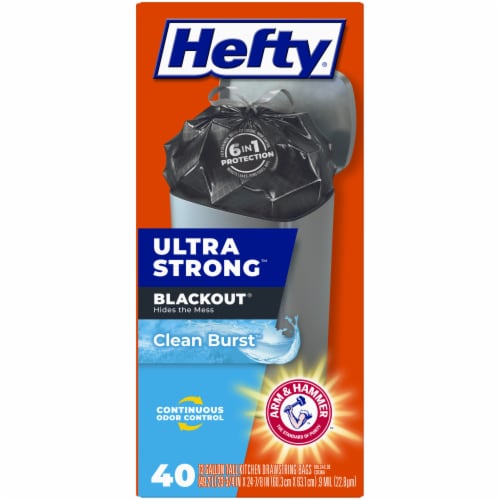 Hefty Ultra Strong Blackout Tall Kitchen 13 Gallon Clean Burst