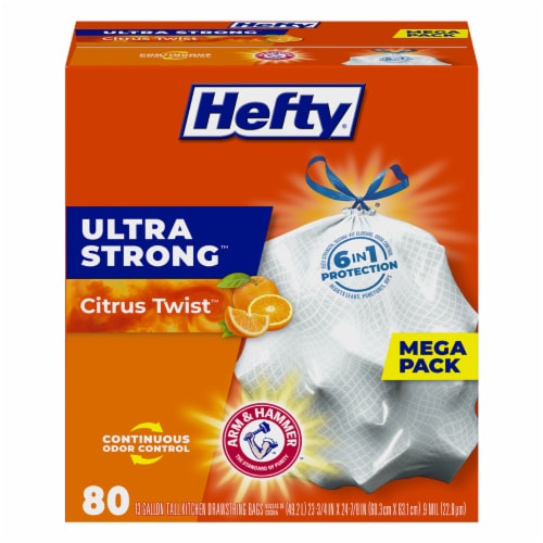 Hefty Ultra Strong Tall 13 Gallon Kitchen Drawstring Trash Bags, 40 ct -  Kroger