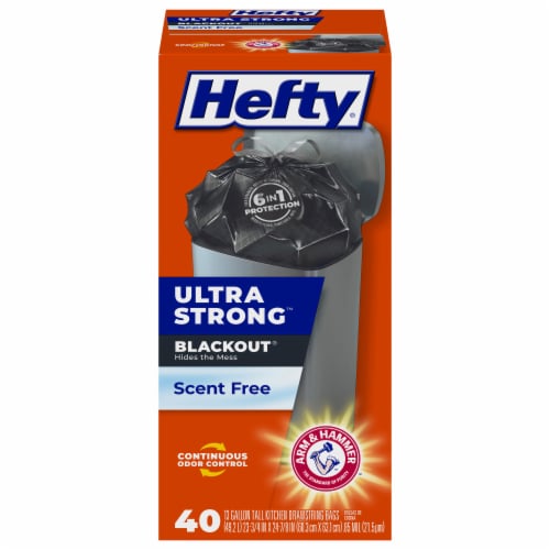 Hefty® Ultra Strong™ Blackout Tall Kitchen 13 Gallon Drawstring Trash Bags,  40 ct - Pay Less Super Markets