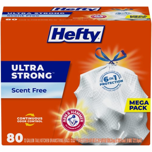 Hefty Ultra Strong Tall Kitchen Trash Bags, Fabuloso Scent, 13 Gallon, 80  Count