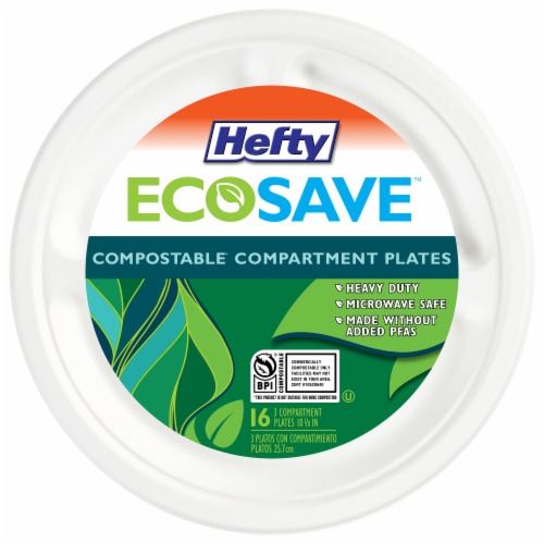 Hefty EcoSave 100% Compostable 10.13-Inch Paper Plates Perspective: front