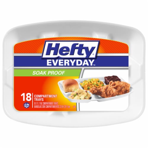 Hefty® Everyday™ Soak-Proof Foarm Compartment Trays Perspective: front
