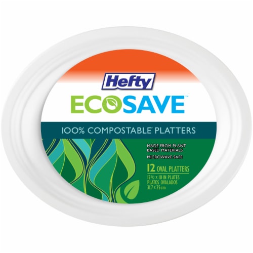 Hefty EcoSave™ 100% Compostable Large Oval Platters Perspective: front