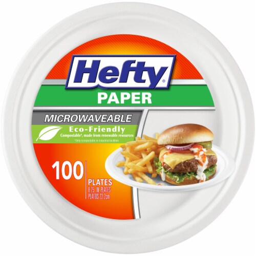 Hefty Soak Proof Tableware, Foam Plates, 8.88 dia, White, 100