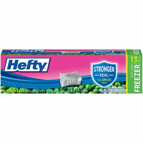 Hefty Onezip Gallon Freezer Bags Perspective: front