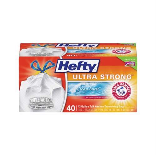 Hefty Ultra Strong Tall Kitchen Drawstring Trash Bags Clean Burst