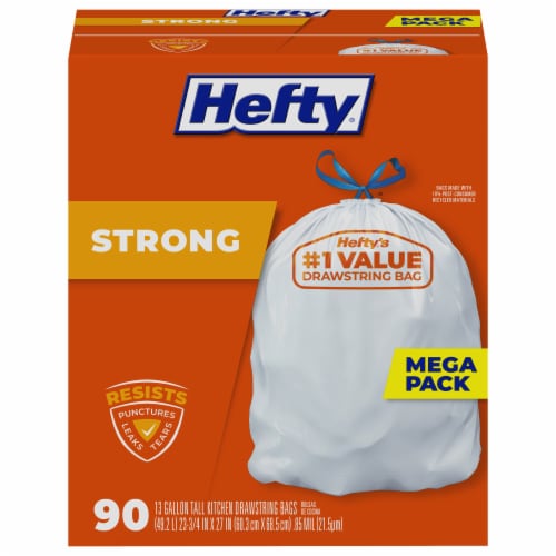 Hefty Strong 13 Gallon Tall Kitchen Drawstring Bags - 45 CT