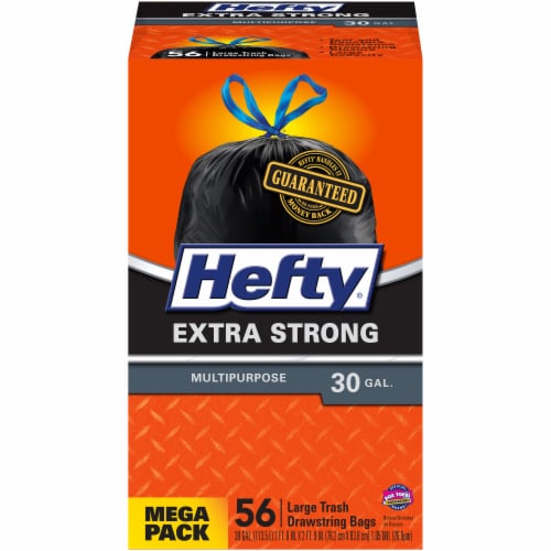 Hefty Extra Strong Large 30 Gallon Trash Drawstring Bags Perspective: front