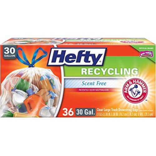 Hefty® Arm & Hammer™ Recycling Scent-Free 30 Gallon Clear