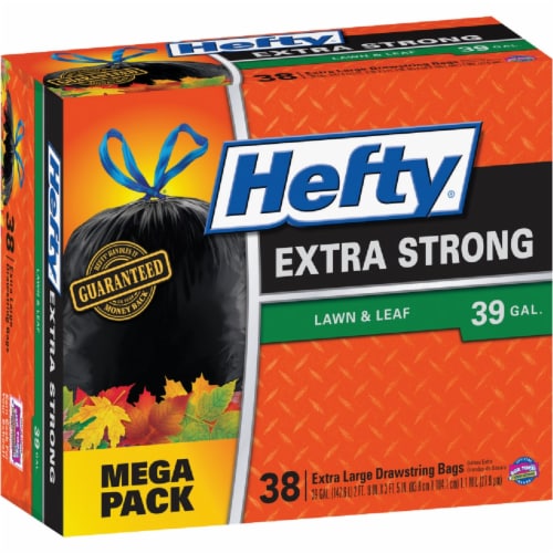 Hefty Strong Lawn & Leaf 39-Gallon Extra Large Drawstring Bags Perspective: front