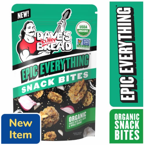 Dave's Killer Bread Epic Everything Organic Snack Bites, Everything Flavor Organic Snacks, 7.2 oz Perspective: front
